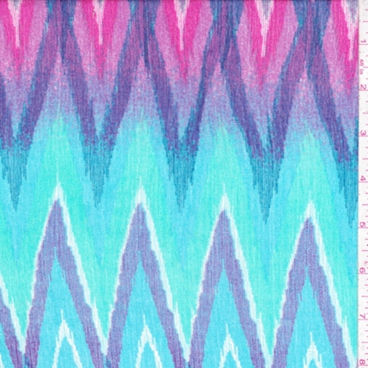 Fuchsia/Turquoise/Sea Green Flamestitch Crepon Fabric By the Yard